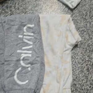 2 Piece Calvin Klein Gray and Cream Lounge Pants